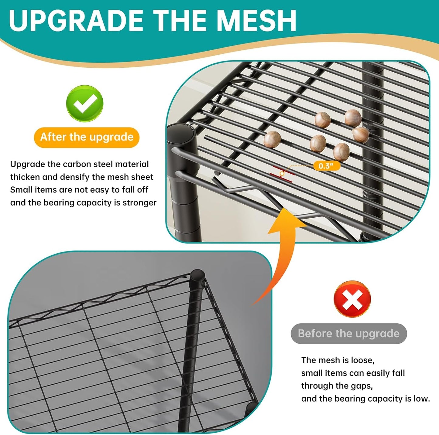 SINGAYE Metal Shelves - Adjustable Wire Shelving Unit for Kitchen, Laundry & Bathroom | 10" D x 16" W x 55" H - Black