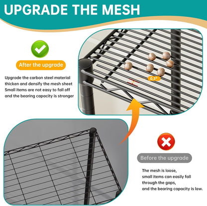 SINGAYE Metal Shelves - Adjustable Wire Shelving Unit for Kitchen, Laundry & Bathroom | 10" D x 16" W x 55" H - Black