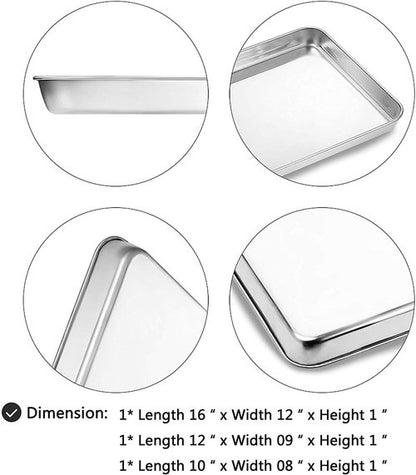 Bastwe Cookie Sheet Set - Commercial Grade Stainless Steel Baking Pans | Non-Toxic & Easy Clean