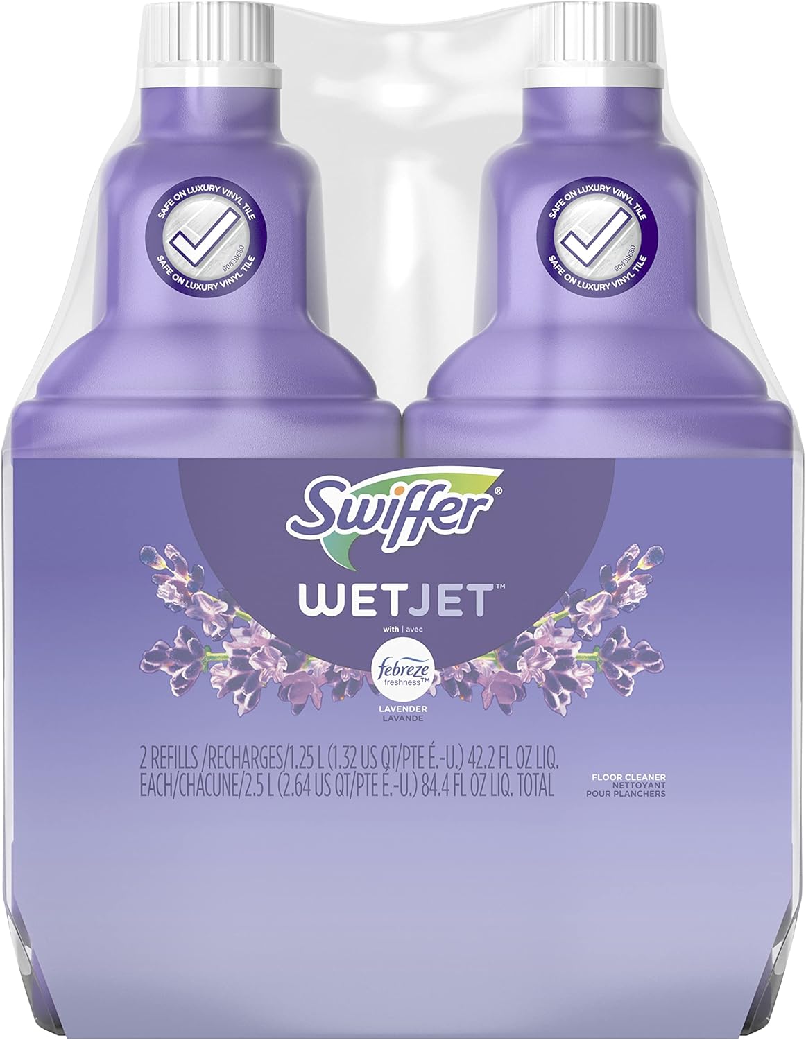 Swiffer WetJet Multi-Purpose Floor Cleaner Solution - Febreze Lavender Scent, 1.25L (Pack of 2)