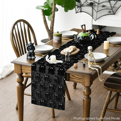 Artoid Mode Black Soft Faux Fur Ghost Table Runner 13 x 120 Inch (Variation: Black+13" x 120")
