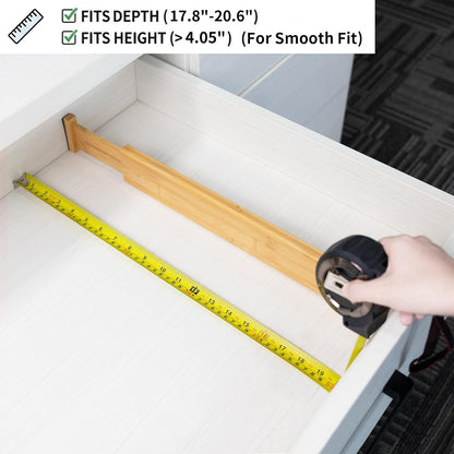 Utoplike Bamboo Drawer Dividers - Adjustable 4-Piece Set for Kitchen & Home Organization