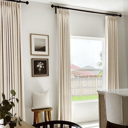 100% Blackout Shield Linen Look Textured Pinch Pleated Curtains Blackout Drapes 84 Inch Long 2 Panels Set, Cream Blackout Curtains for Bedroom & Living Room, 40" W x 84" L
