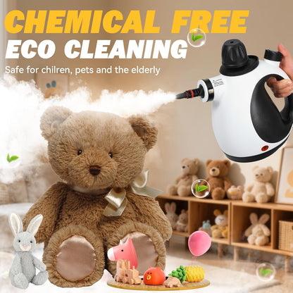Skiennix Pressurized Handheld Steam Cleaner - Multi-Surface Natural Steamer with 12 Accessories for Fast Home Cleaning