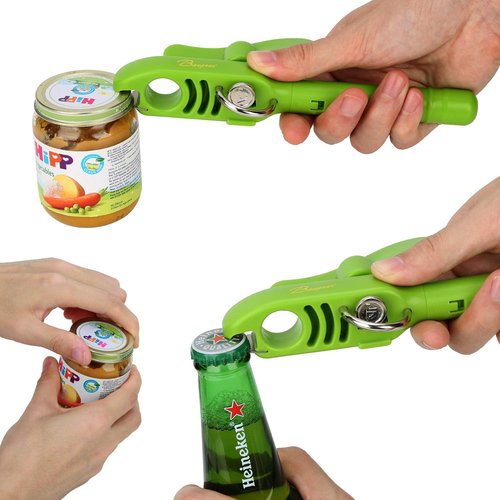 Bangrui Professional 4-in-1 Can Opener - Safe & Smooth Edges with Corkscrew | Green Kitchen Gadget