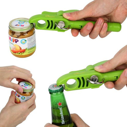 Bangrui Professional 4-in-1 Can Opener - Safe & Smooth Edges with Corkscrew | Green Kitchen Gadget
