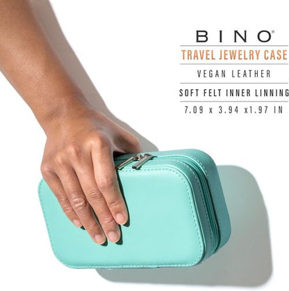 BINO Jewelry Case - Stylish Portable Organizer with Mirror for Earrings, Rings & Necklaces | Aqua