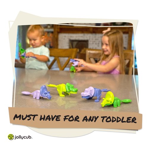 Jollycub® Interactive Toddler Utensils, Dino Chomperware™, Kids Silverware Set, BPA Free, Made in USA (Purple Fruits)