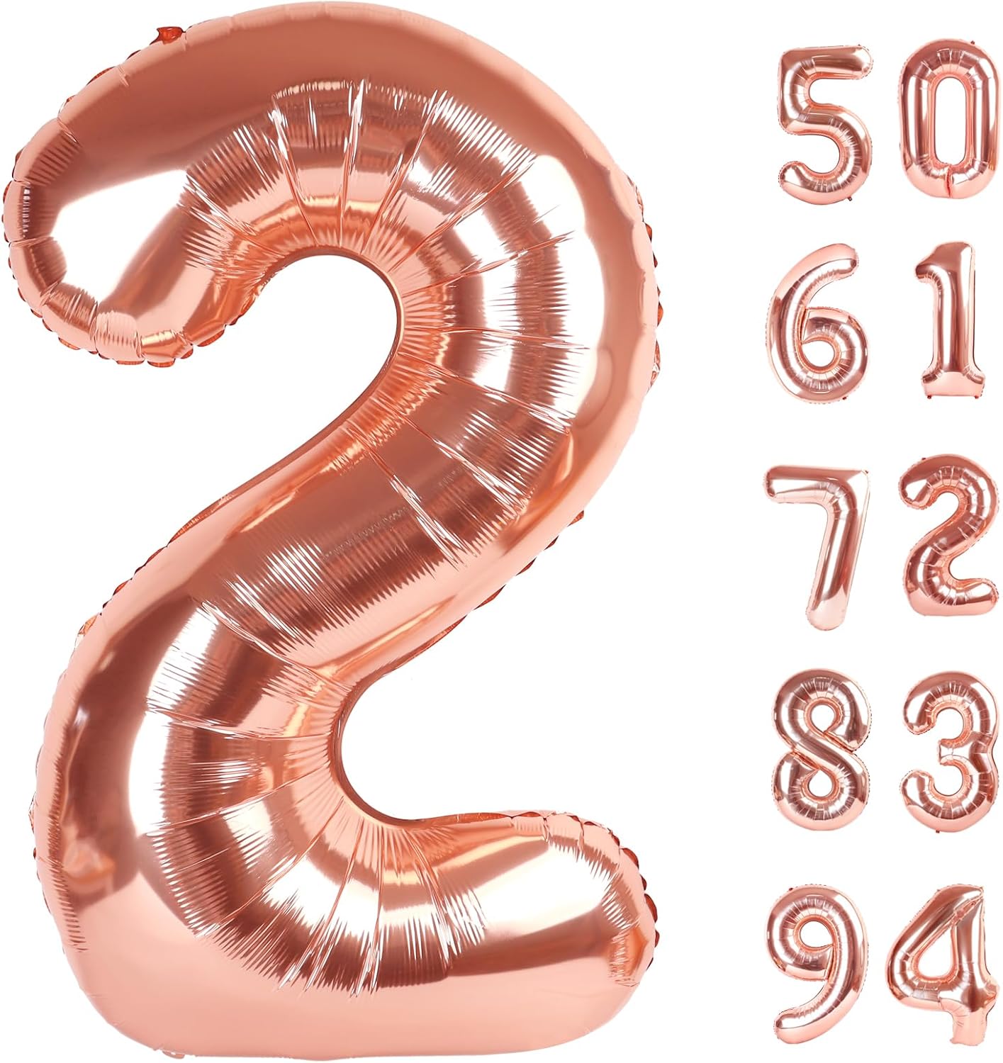Rose Gold Number 2 Balloon - 40 Inch Birthday Decoration for Second Birthday Party Supplies