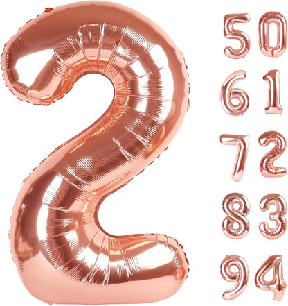 Rose Gold Number 2 Balloon - 40 Inch Birthday Decoration for Second Birthday Party Supplies