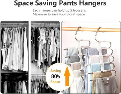 Kalimdor Pants Hangers - Space-Saving Metal Closet Organizer | Anti-Slip Design, 2 Pack for Jeans & Skirts