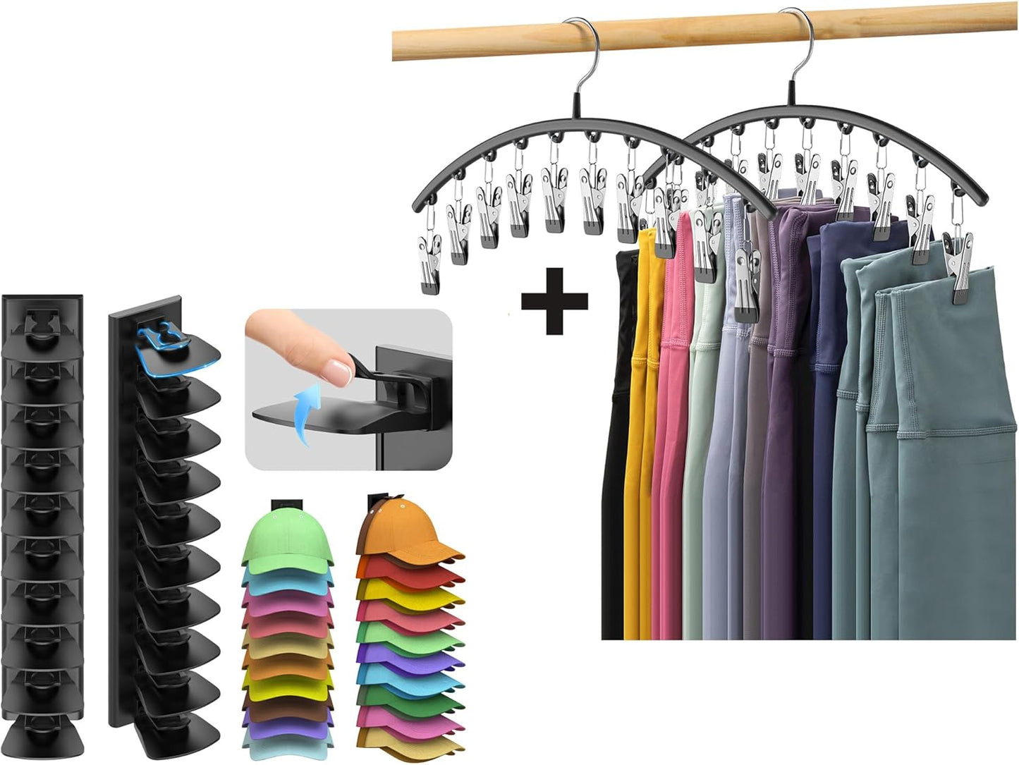 Metal Legging Organizer & Space-Saving Hat Rack | Holds 20 Leggings & 40 Caps for Ultimate Storage