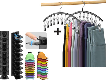 Metal Legging Organizer & Space-Saving Hat Rack | Holds 20 Leggings & 40 Caps for Ultimate Storage