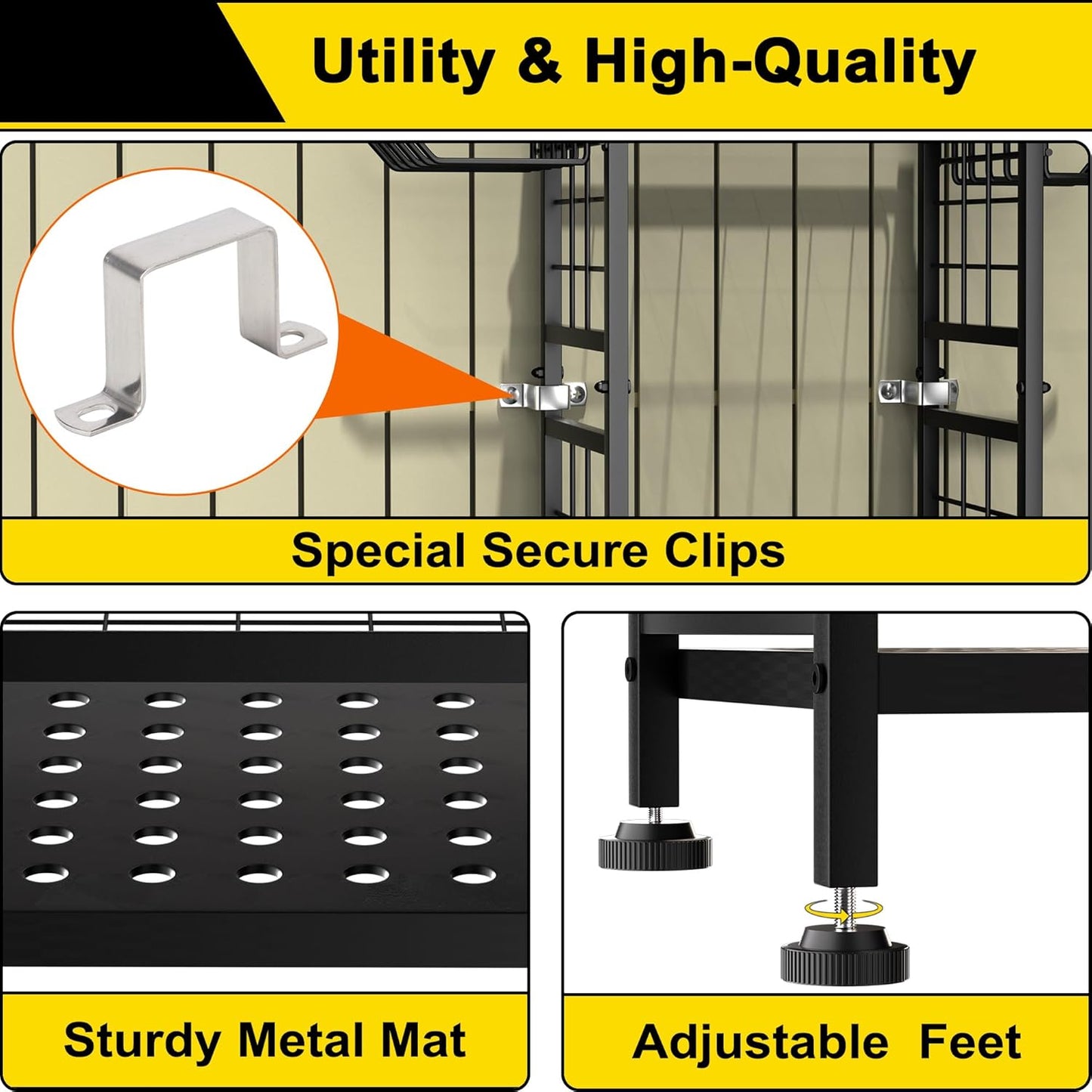 Skiennix 3-Tier Garden Tool Organizer - Heavy-Duty Storage for Up to 78 Tools | Black Metal Design