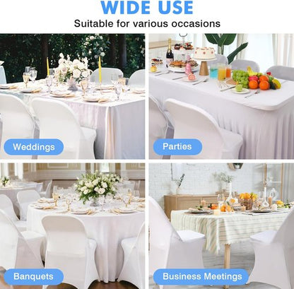 Fixwal 36 Pcs White Folding Chair Covers - Spandex Stretch Slipcovers for Weddings & Events