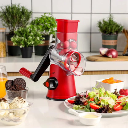 Skiennix Rotary Cheese Grater - Fast Vegetable Slicer with 3 Drum Blades | Efficient Kitchen Tool