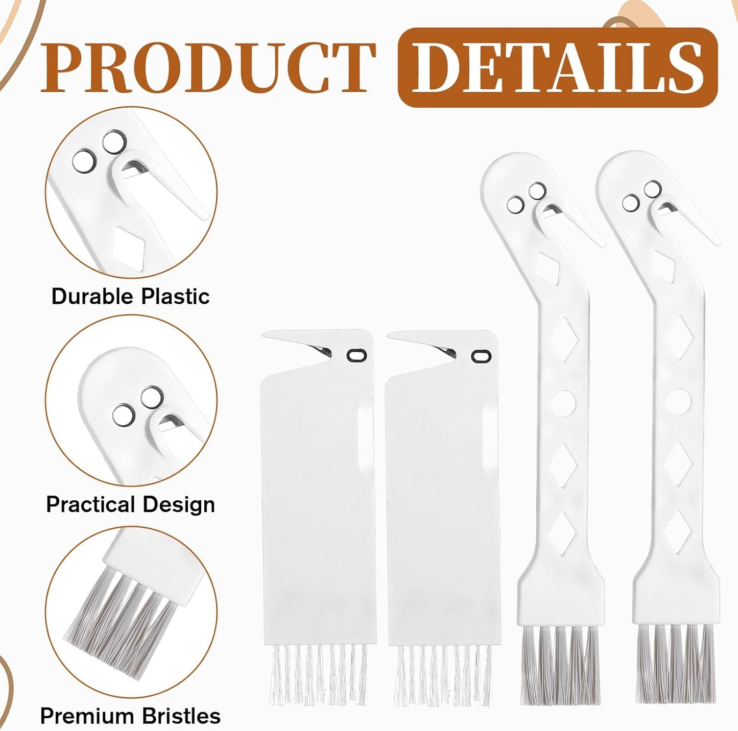 Skiennix Handheld Vacuum Brush Cleaner - 2-in-1 Roller Tool for Universal Vacuum | 4 PCS Set (White)