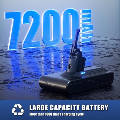 Dyson V8 Battery Replacement - Upgraded 7200mAh for Animal, Absolute, Motorhead & Fluffy Models