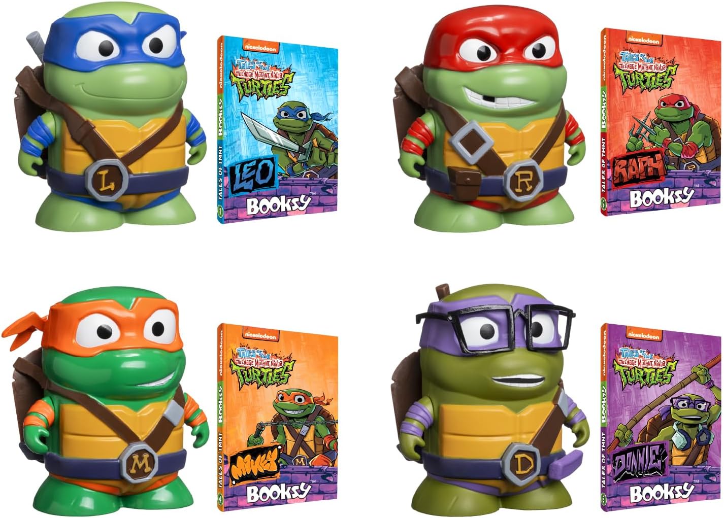 P.M.I. TMNT Edition | Teenage Mutant Ninja Turtles 4-Pack Collectible Figures with Storybooks | Educational Toy Set for Kids