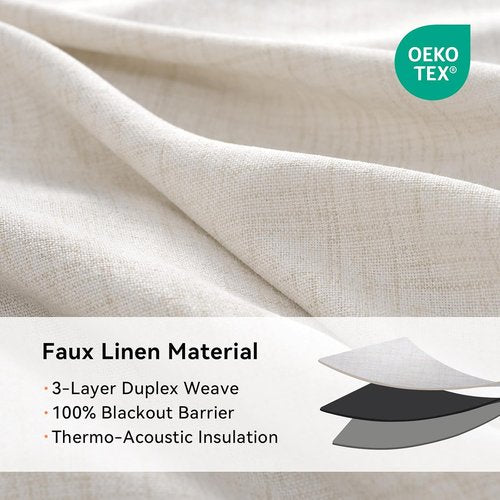 100% Blackout Shield Blackout Curtains - Thermal Insulated Room Darkening Drapes | Beige, 50" W x 84" L, 2 Panels