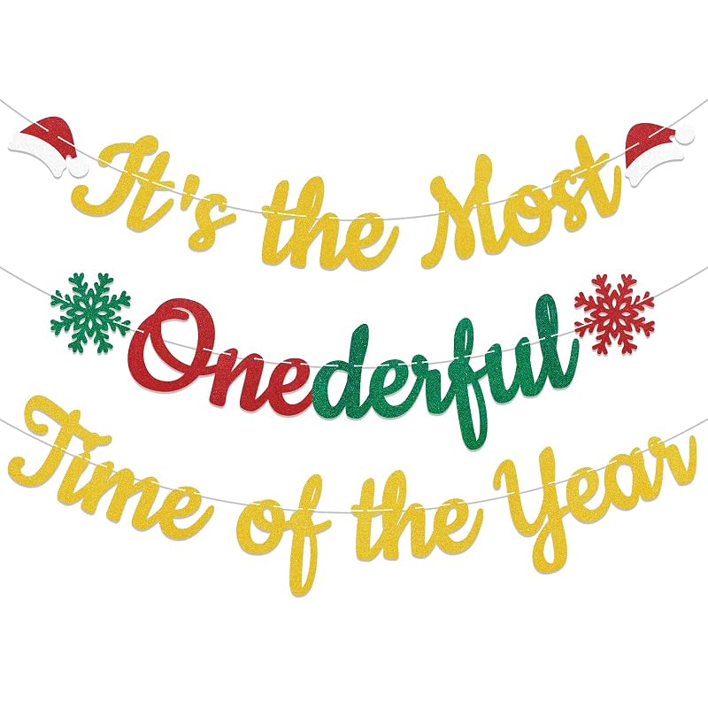 Its the Most Onederful Time of the Year Banner – Christmas First Birthday Party Decor