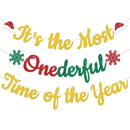 Its the Most Onederful Time of the Year Banner – Christmas First Birthday Party Decor