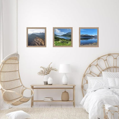 JCJMY 7x7 Picture Frame - Rustic Brown Wall Mount or Tabletop Display with Shatter-Resistant Plexiglass