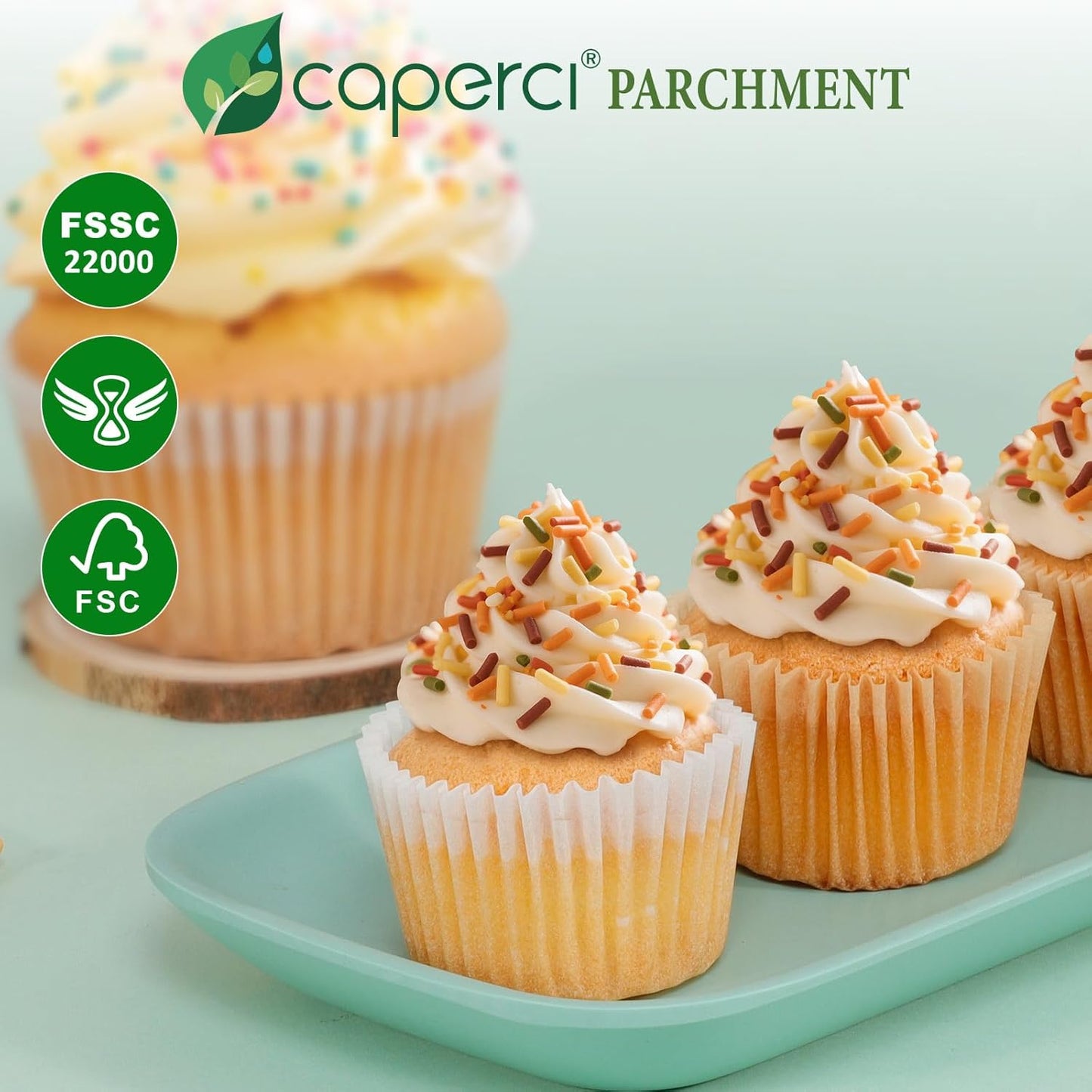 Caperci Mini Cupcake Liners - 400 Pcs Natural Paper Muffin Liners | Non-Stick, Grease-Proof, Food Grade