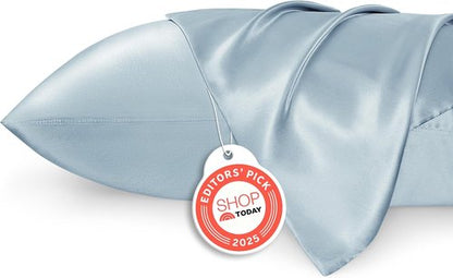 Bedsure Satin Pillowcase - Luxurious Silk-Like Comfort | Standard Size, Stone Blue, 20x26 Inches, 2-Pack