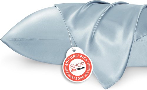 Bedsure Satin Pillowcase Set of 2 - Celestial Blue Silky Pillow Covers for Hair & Skin | 20x36 Inches, Envelope Closure
