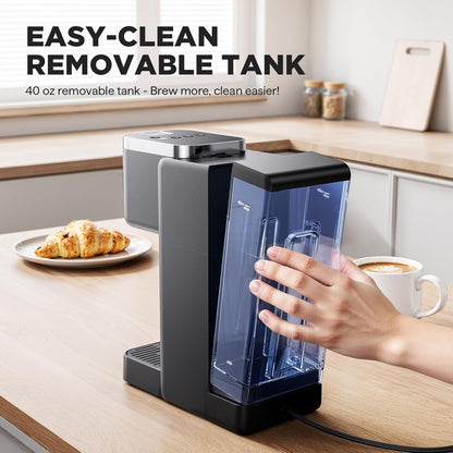 Skiennix Single Serve Coffee Maker - Iced & Hot Brew Machine with 40oz Reservoir | Fits 7.3" Travel Mug, Black