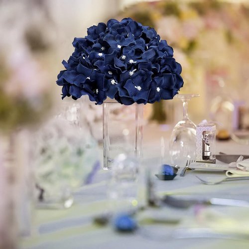 Hydrangea Flower Balls - 12 PCS Artificial Floral Arrangements | 8.27 Inch Silk Kissing Balls for Wedding & Home Decor - Navy Blue