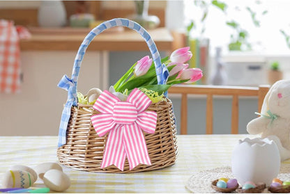 Spring Pink & White Wired Edge Easter Ribbon - 2.5" x 10 Yards for Gift Wrapping & DIY Crafts