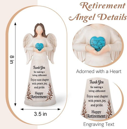 Angel Figurine by [Brand Name] - 8.2" Crystal Heart Retirement Gift for Women | Perfect for Teachers, Nurses, and Moms