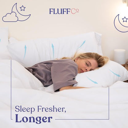 FluffCo Down Alternative Pillows King Size Set of 2 - King Bed Pillows for Sleeping - Made in USA - Cooling Surface and Machine Washable for Side, Back, and Stomach Sleepers