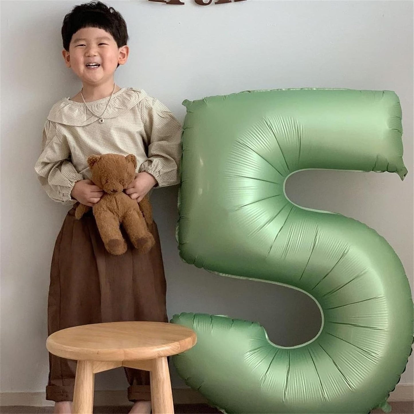 Sage Green 40-Inch Giant Helium Foil Balloons | Self-Inflating Number 0-9 for Birthday & Party Decor