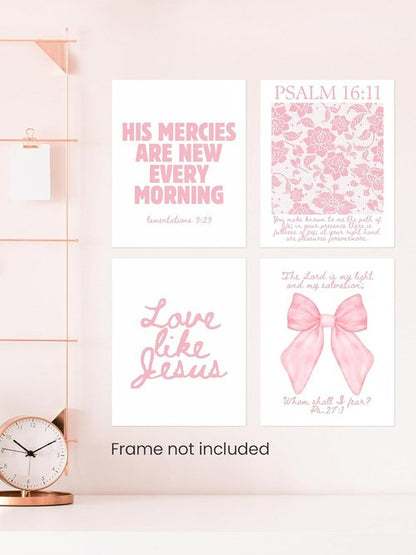 FGFK Christian Wall Art Prints Set - Girly Pink Bible Verse Decor for Girls Room | 8x10 Unframed