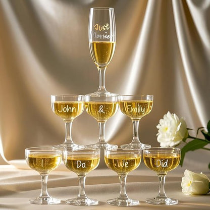 GAINWELL Metallic Wine Glass Markers 8Pcs, Non-Toxic, Food-Safe, Dishwasher-Safe, Wine Glass Marker Pens for Ceramic Plates, Parties & Weddings