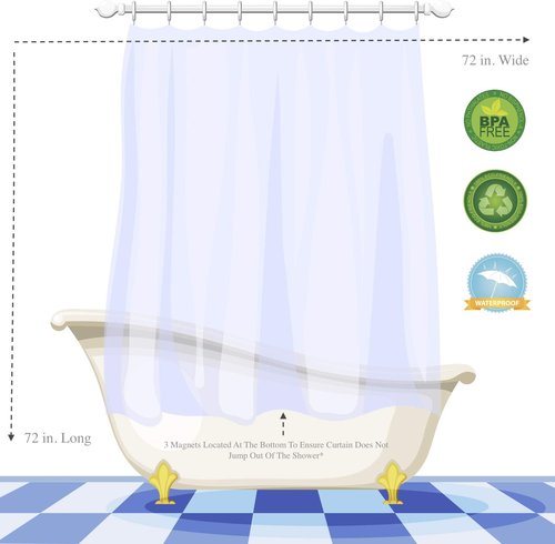 GoodGram Hotel Heavy Duty Premium PEVA Shower Curtain Liner with Rust Proof Metal Grommets - Assorted Colors (Hunter Green)