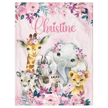 UJDUYSD Personalized Baby Blanket for Girls, Custom Baby Blanket with Name Super Soft Personalized Name Blankets for Kids, Custom Animal Blankets for Infant Toddler, Babys Gifts for Birthday