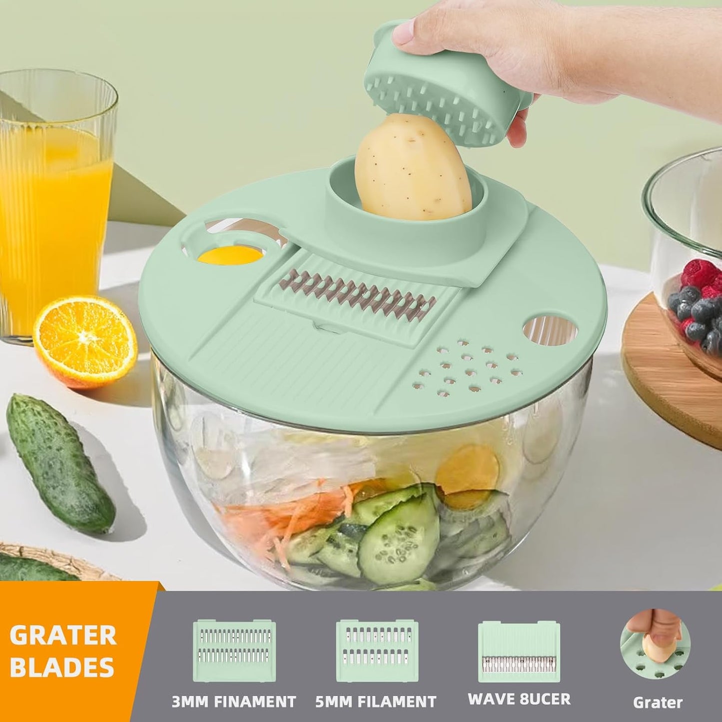 Salad Spinner by [Brand Name] - 5.3Qt Large Lettuce and Fruit Washer with Strainer