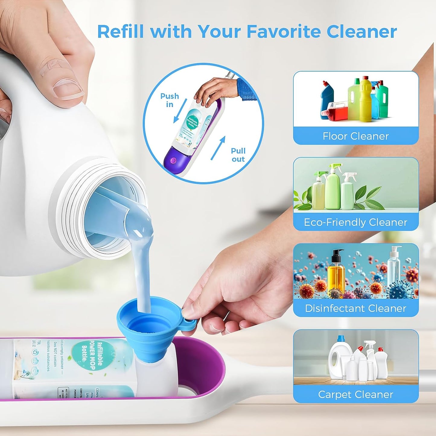 Power Mop™ Refillable Bottle - 775ML Leak-Proof Container for Swiffer® PowerMop™