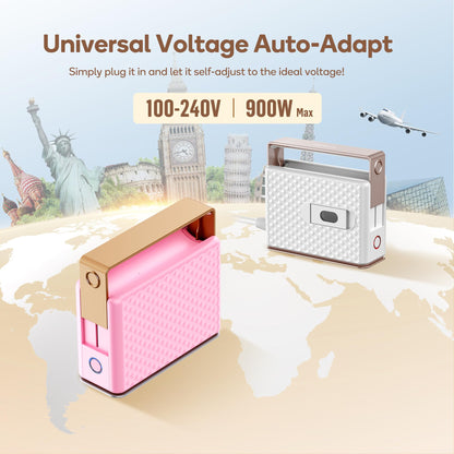 Newbealer Travel Steam Iron for Clothes, Global Voltage 100-240V Handheld Steamer, 293℉ Dry Ironing, Non-Stick Ceramic Soleplate, Horizontal & Vertical Steaming, Auto-off, Silicone Rest & Zipper Bag