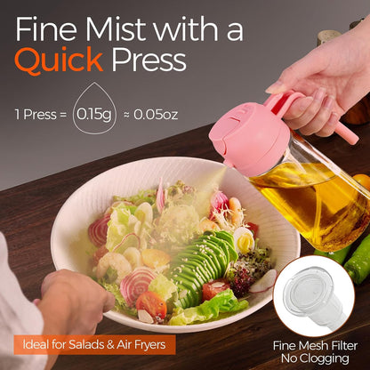 YARRAMATE Oil Sprayer - 16oz Food-Grade Olive Oil Dispenser for Cooking & BBQ | Pink Color