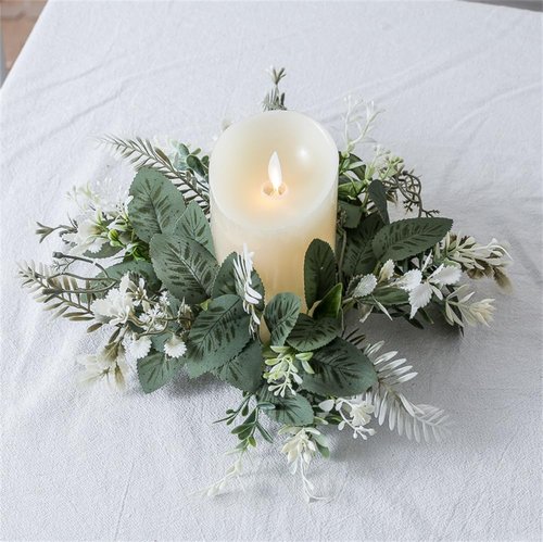 Eucalyptus Leaves Wreaths by [Brand Name] - 10 Inch Boho Candle Rings for Home & Wedding Decor | Green - 2 Pack