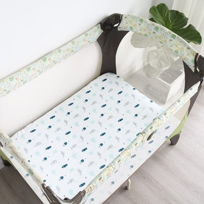 Pack and Play Sheets Fitted, Mini Crib Sheets 2 Pack, Playard Sheets Compatible with Graco Pack n Play, Ultra Soft Breathable Material, Dinosaurs