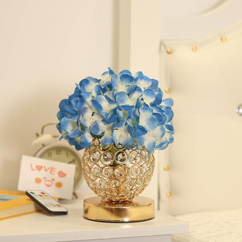 Blue Hydrangea Lamp - Silk Artificial Flowers Night Light for Home Decor & Wedding Centerpieces (Variation: Blue)