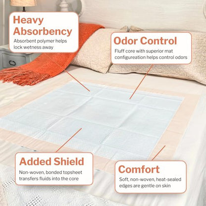 McKesson Ultra Underpads - Heavy Absorbency Incontinence Bed Pads | 30" x 30" | 100 Count
