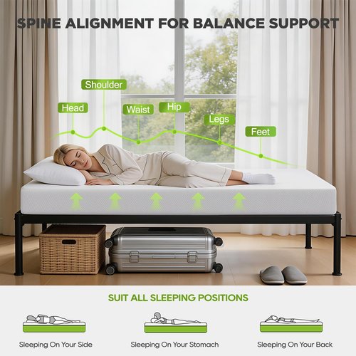 FDW 8-Inch Twin Mattress - Medium Firm Foam Support | Breathable, Comfortable & Washable Cover