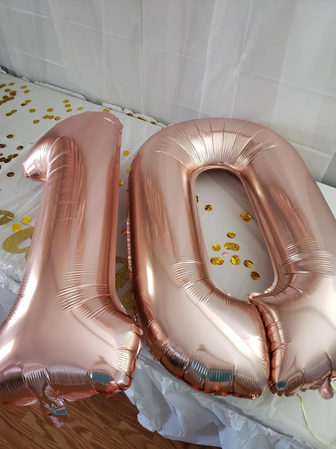 Rose Gold Number 10 Balloon - 40 Inch Foil Balloon for 10th Birthday & Wedding Celebrations